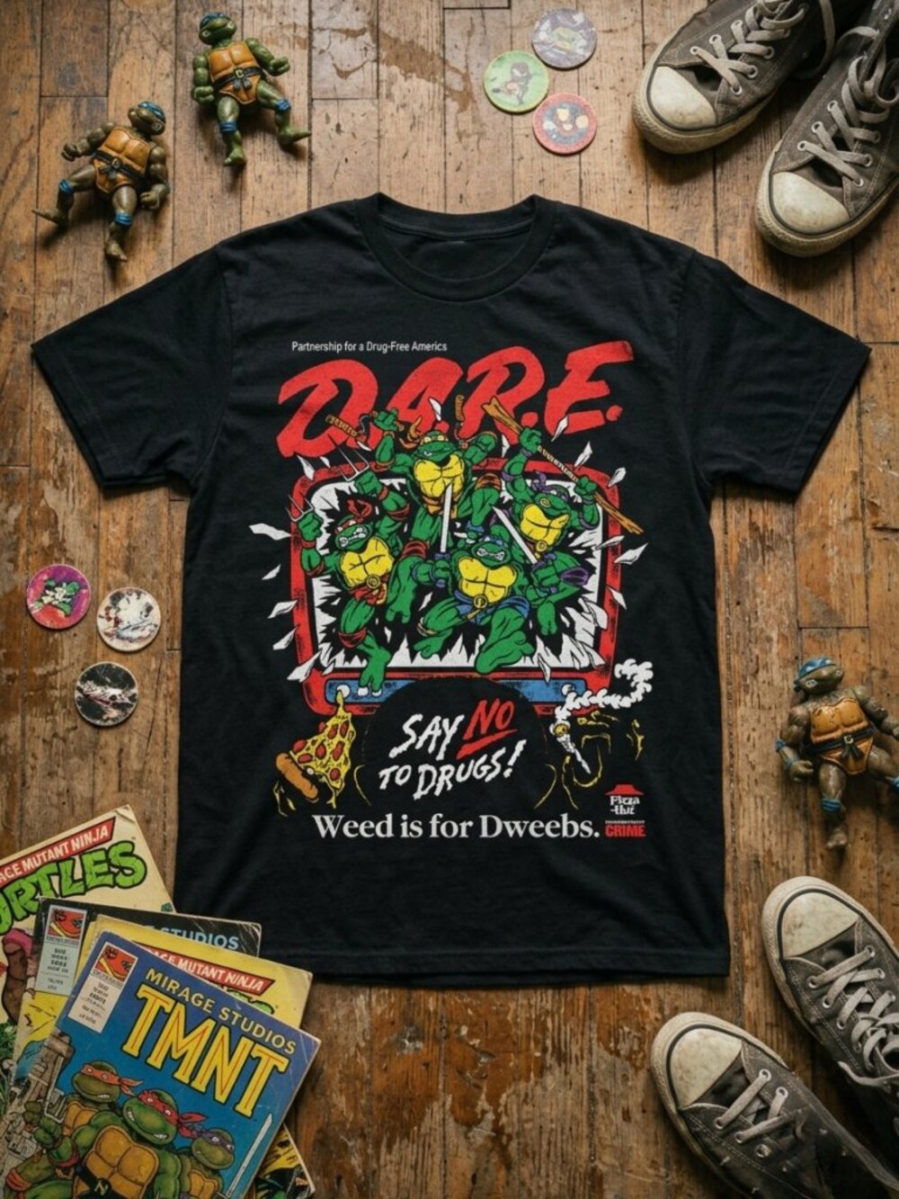 Vintage TMNT DARE Graphic Tee Y2K Ninja Turtles Cartoon Shirt